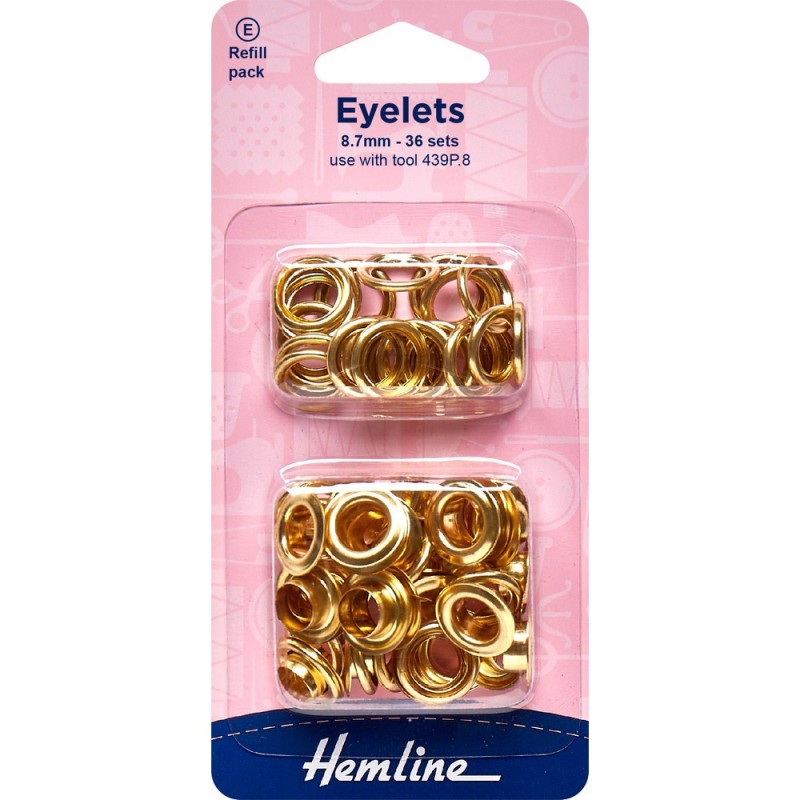 Eyelets 8.7mm 36 sets (Use with tool 439P.8) Gold-Brass 1