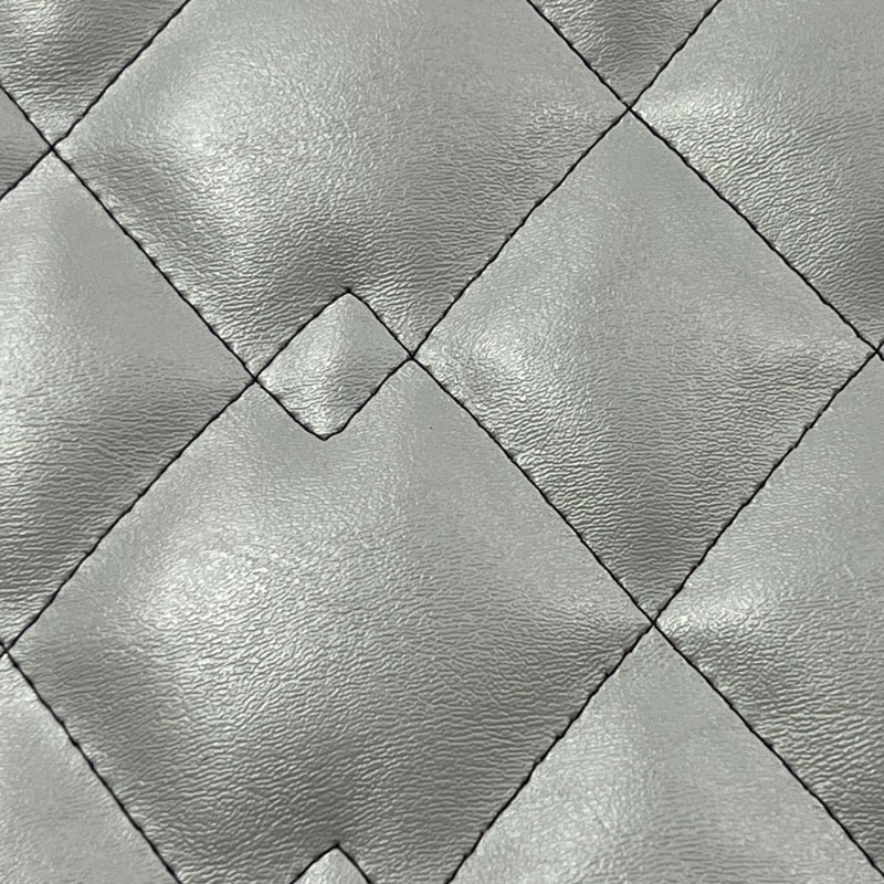 Quilted Fabric Leatherette Double Diamond Design Grey 3