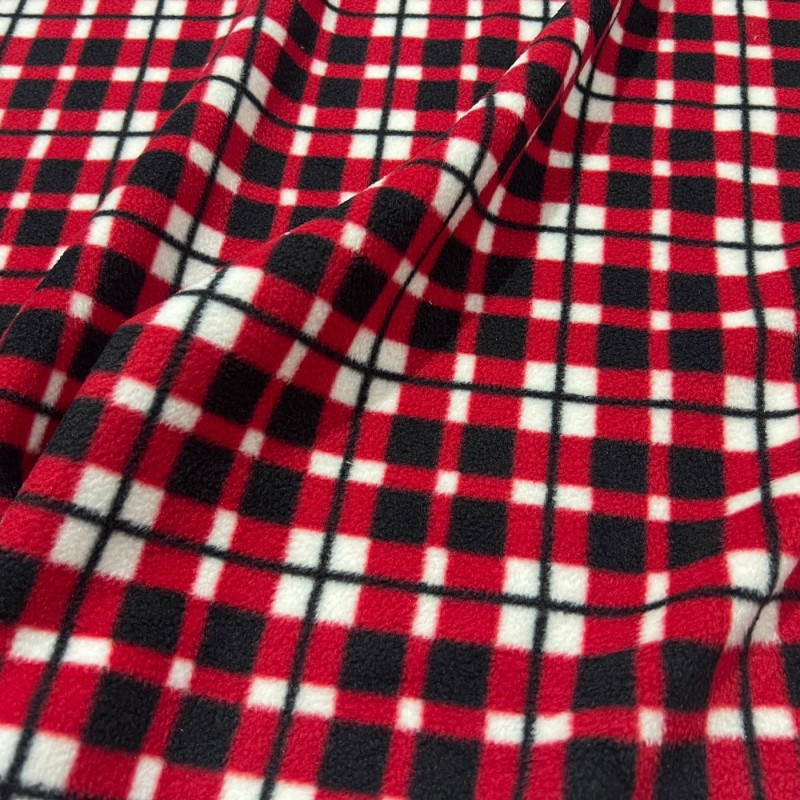 Printed Fleece Green Red tartan2