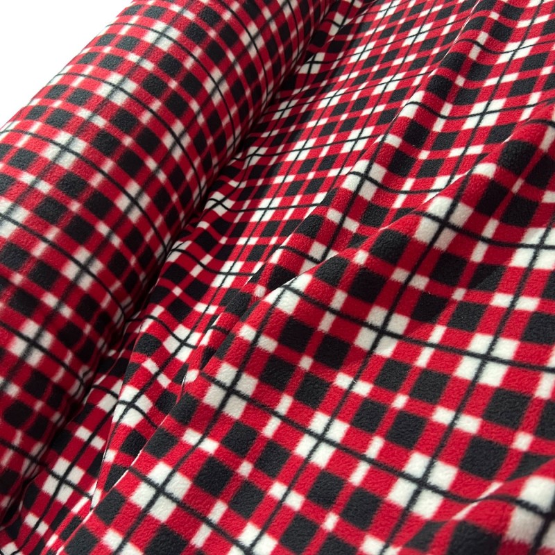 Printed Fleece Green Red tartan4