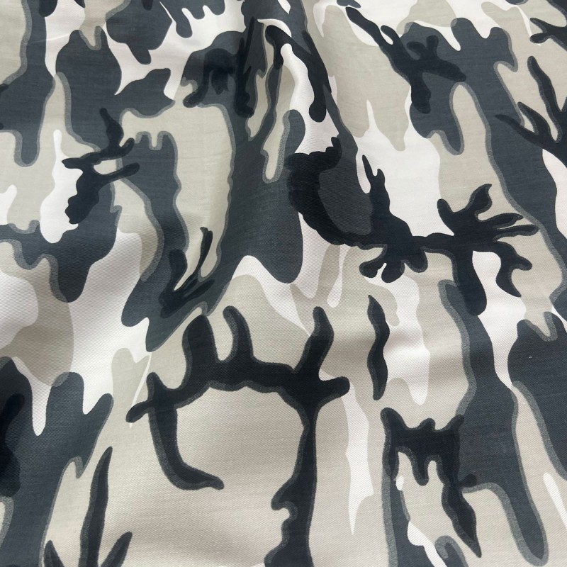 Poly Cotton Drill Camouflage Fabric Grey 3