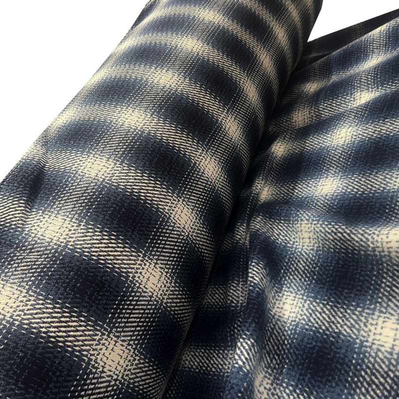 Wool Feel Blanket Fabric Blue Check3