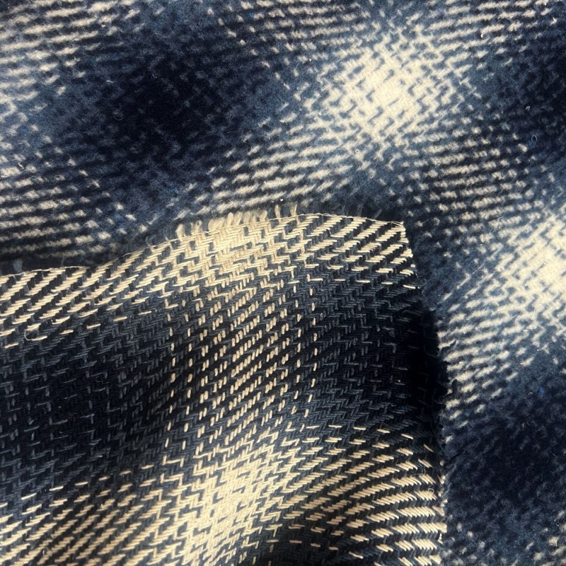 Wool Feel Blanket Fabric Blue Check4