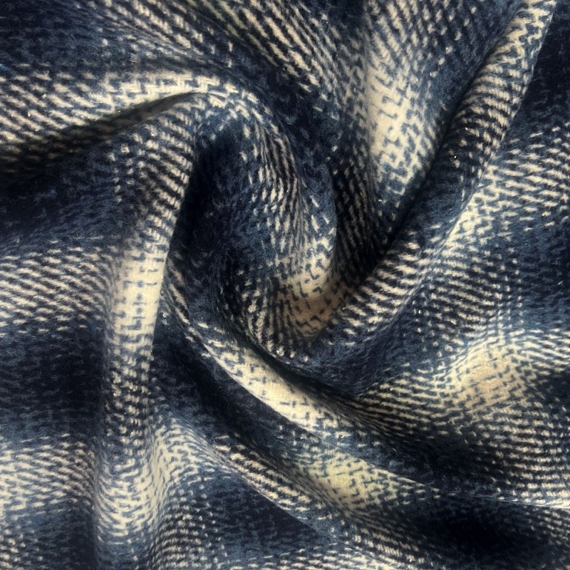 Wool Feel Blanket Fabric Blue Check5