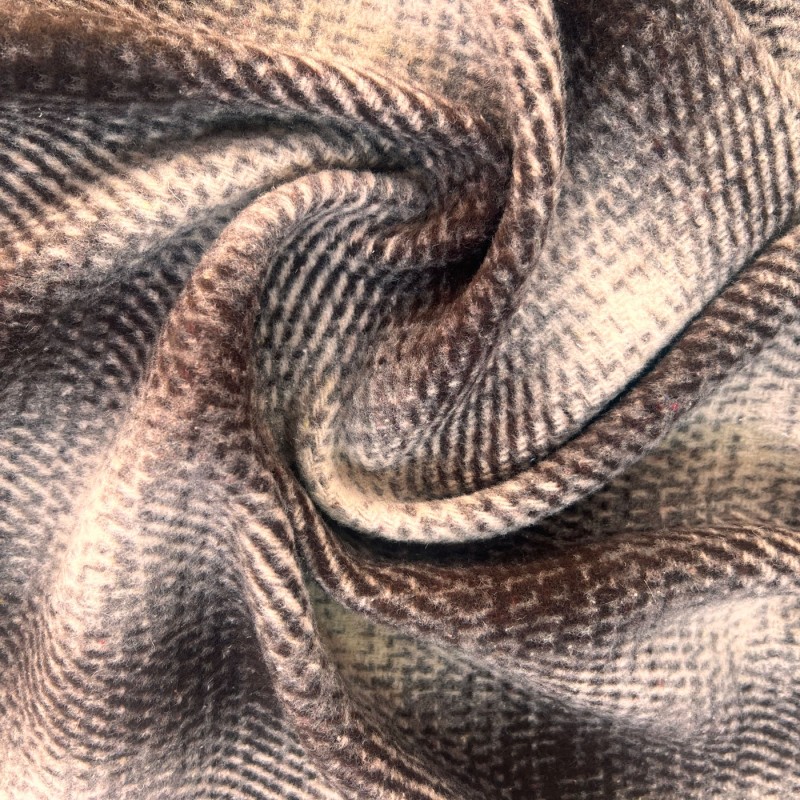 Wool Feel Blanket Fabric Brown Check 1