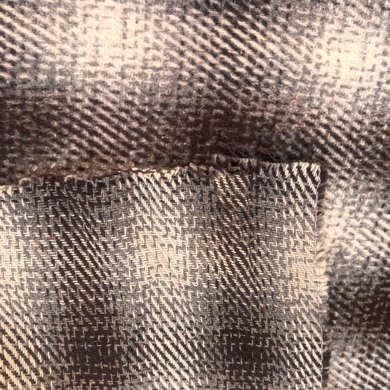 Wool Feel Blanket Fabric Brown Check 3