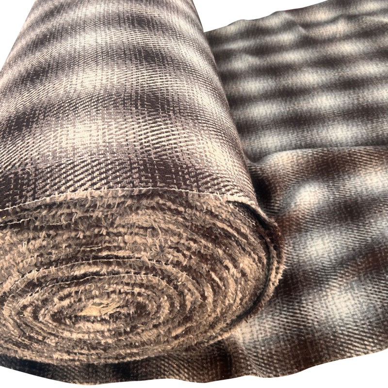 Wool Feel Blanket Fabric Brown Check 3