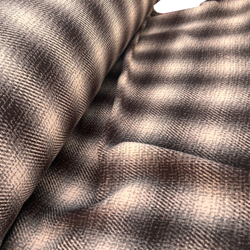 Wool Feel Blanket Fabric Brown Check 4