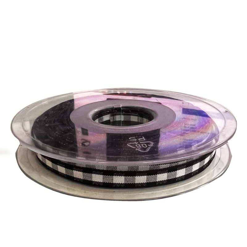 Printed Satin Ribbon Black Gingham4