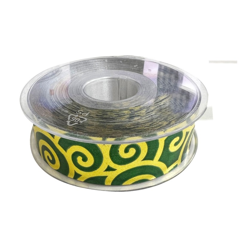 Polyester Ribbon Green Swirl 1