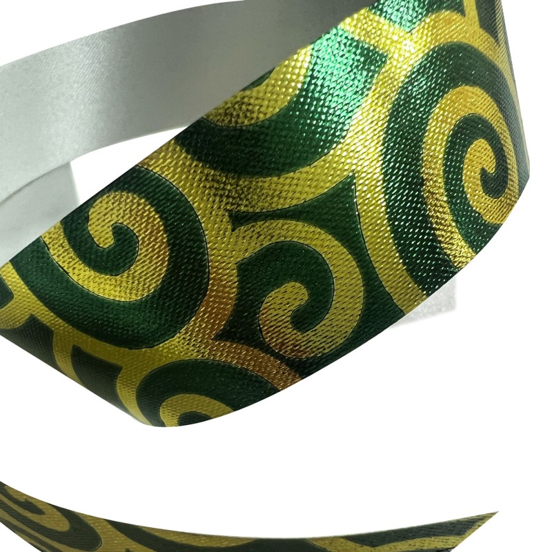 Polyester Ribbon Green Swirl 2