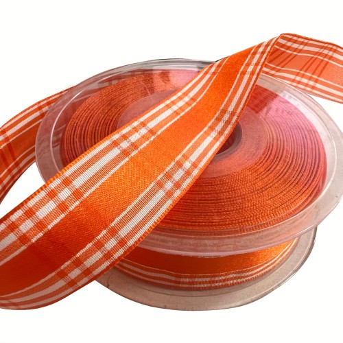 Polyester Ribbon Orange Check 1