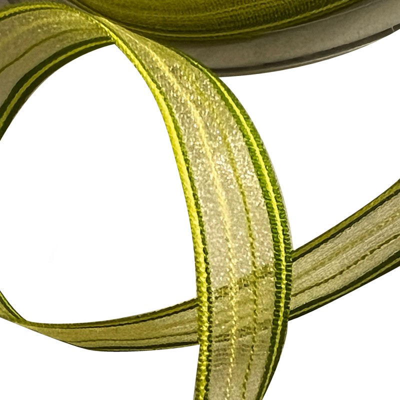 Printed Satin Ribbon Lime Stripes 4