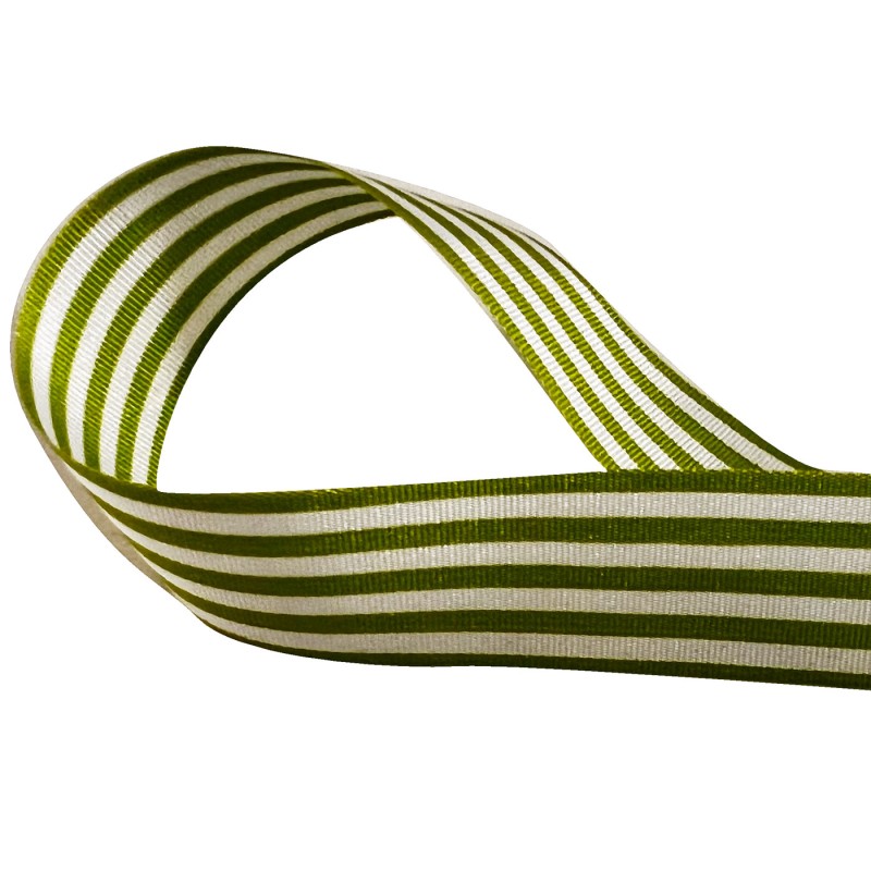 Printed Satin Ribbon Lime and White 3