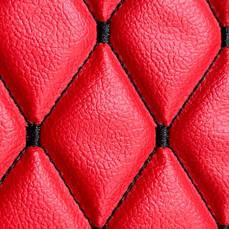 Quilted Leatherette  Red Black Stitch 3