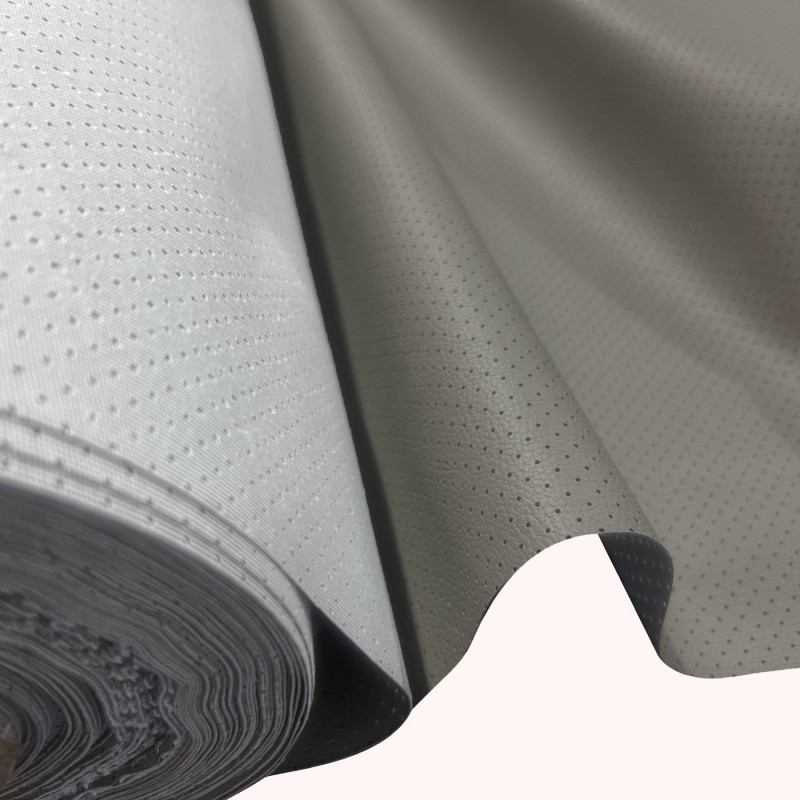 Perforated Leatherette Fabric Grey 1