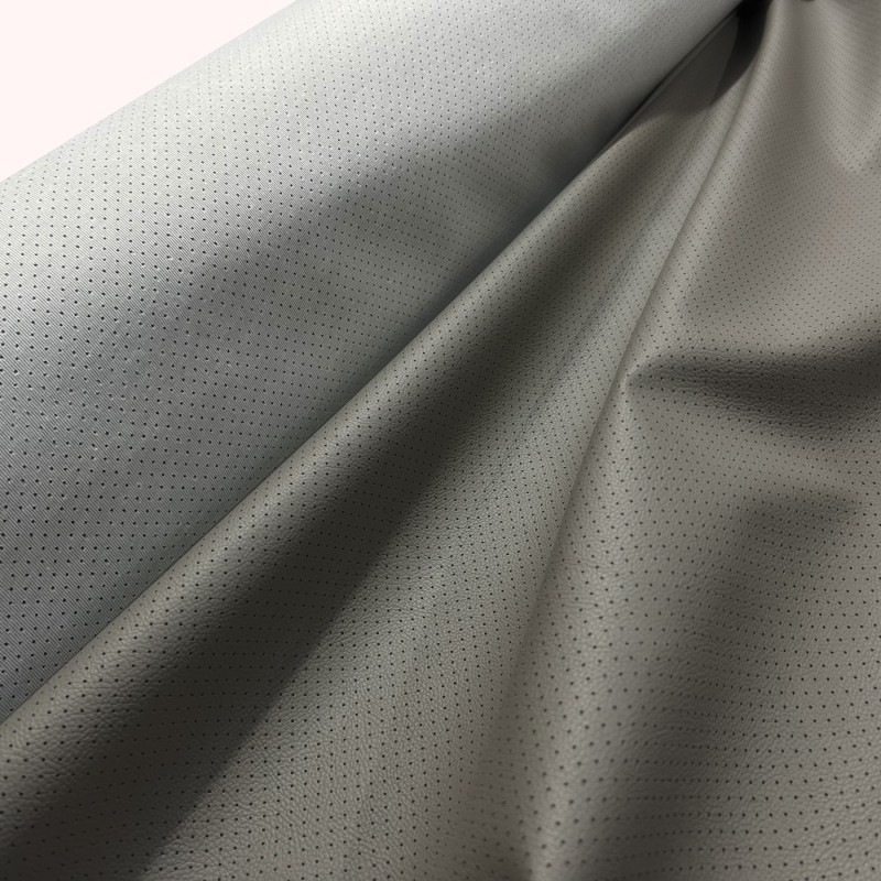 Perforated Leatherette Fabric Grey2