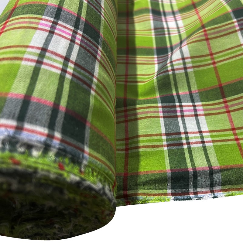 Viscose Tartan Fabric Lime Plaid 1