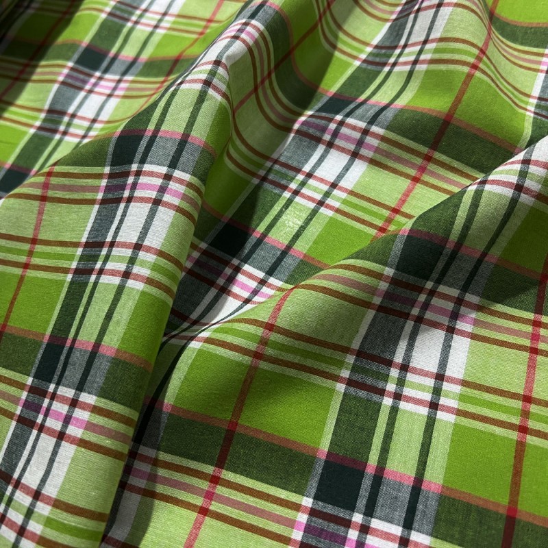 Viscose Tartan Fabric Lime Plaid2