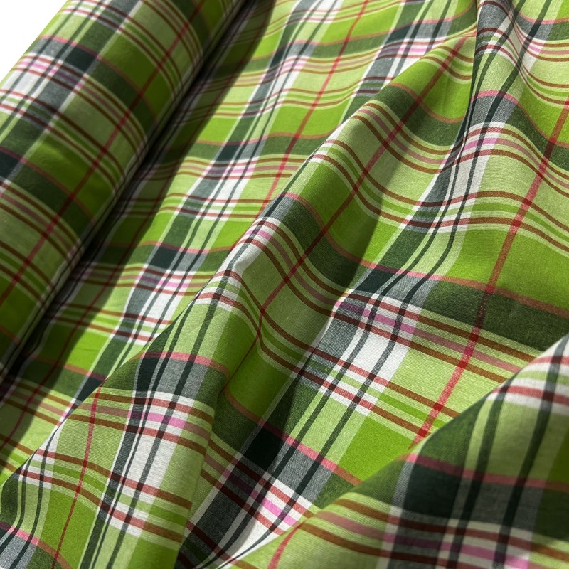 Viscose Tartan Fabric Lime Plaid3