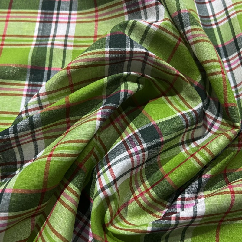 Viscose Tartan Fabric Lime Plaid4