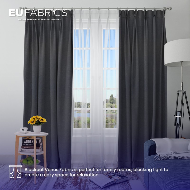 Fire Retardant Venus Blackout Wide Width Black
