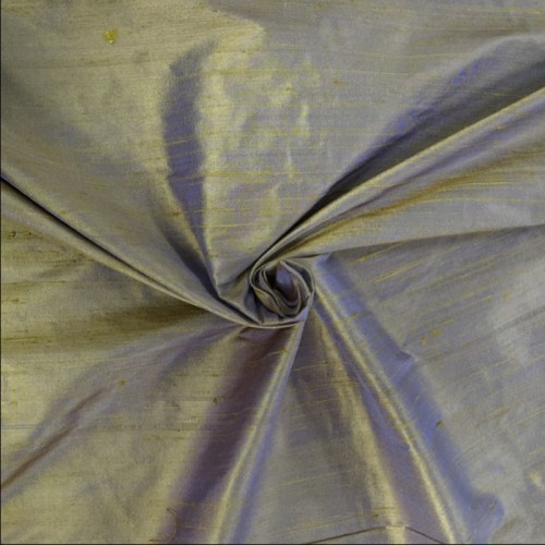 Silk Dupion Fabric Blue Gold 51