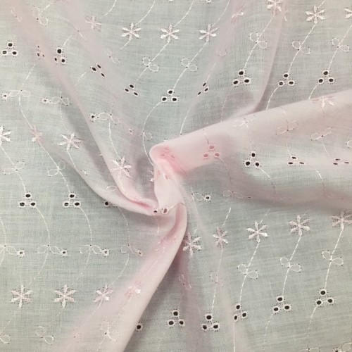 3 Hole Broderie Anglaise Fabric Pink