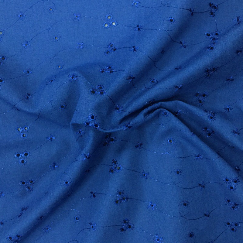 3 Hole Broderie Anglaise Fabric Navy