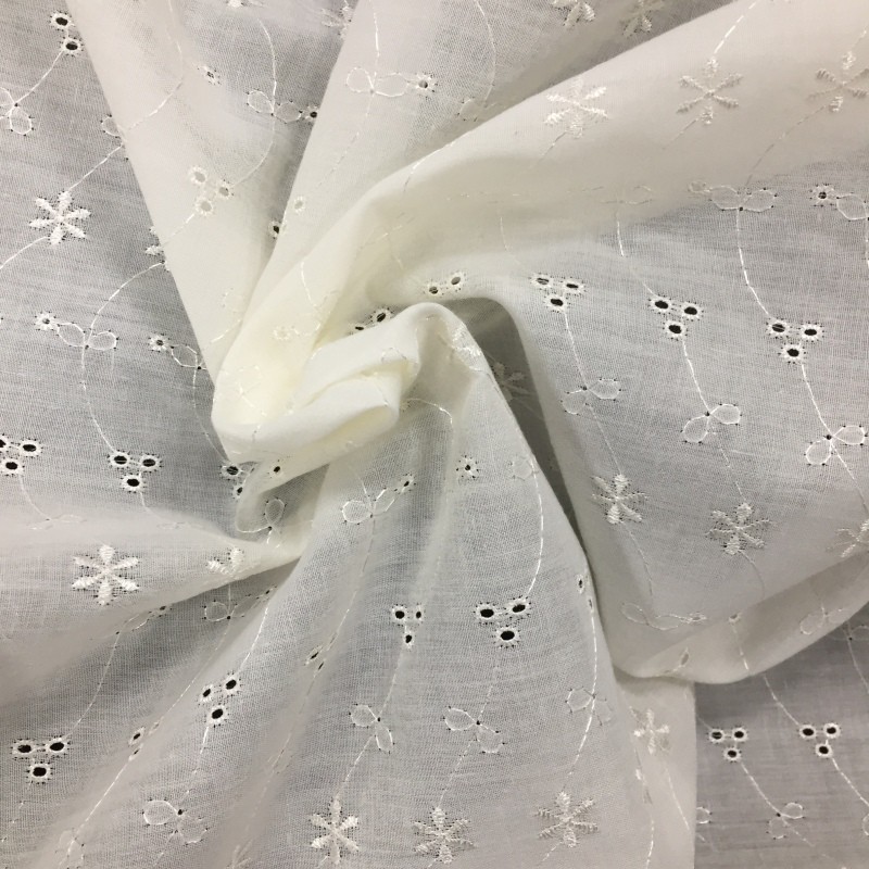 3 Hole Broderie Anglaise Fabric Ivory