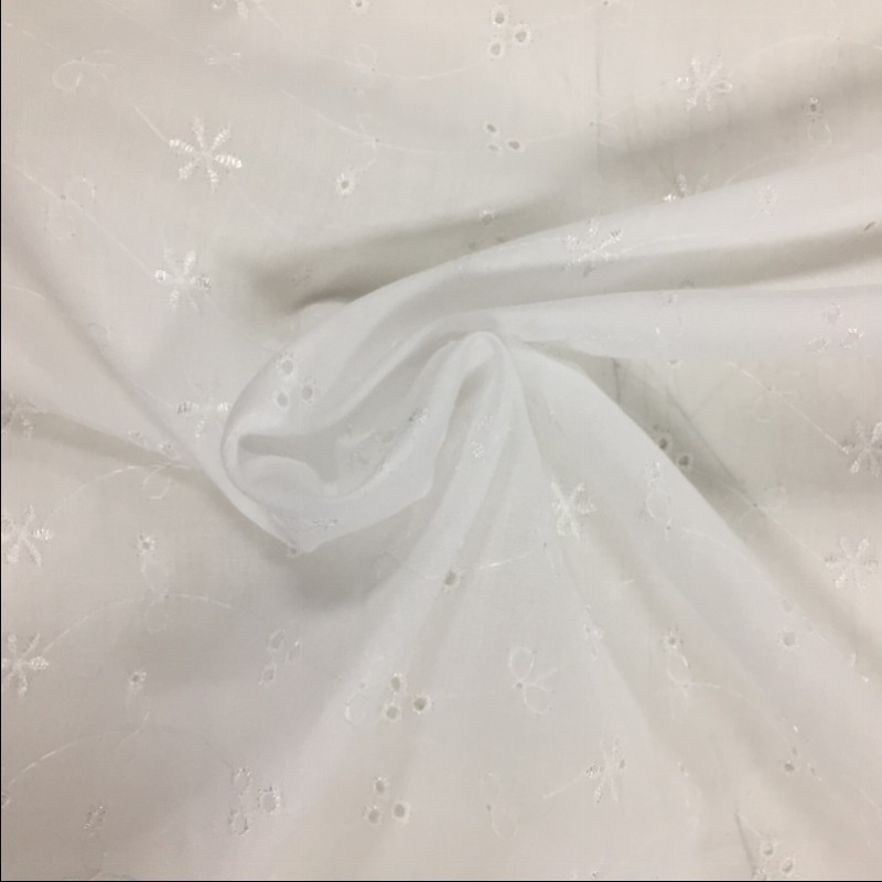 3 Hole Broderie Anglaise Fabric White