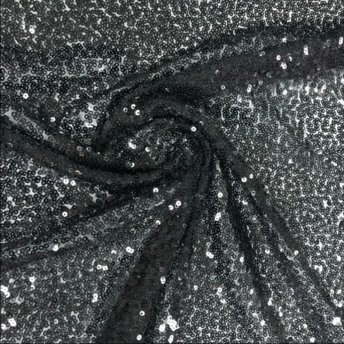 Sequin Fabric All over Sequins on Mesh Black