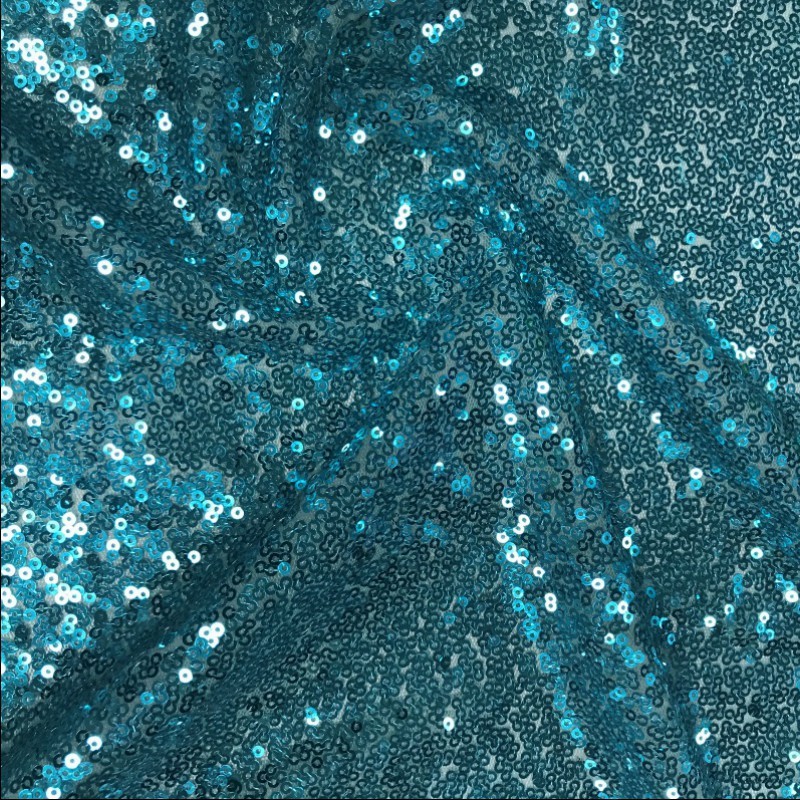 Sequin Fabric All over Sequins on Mesh Turquoise