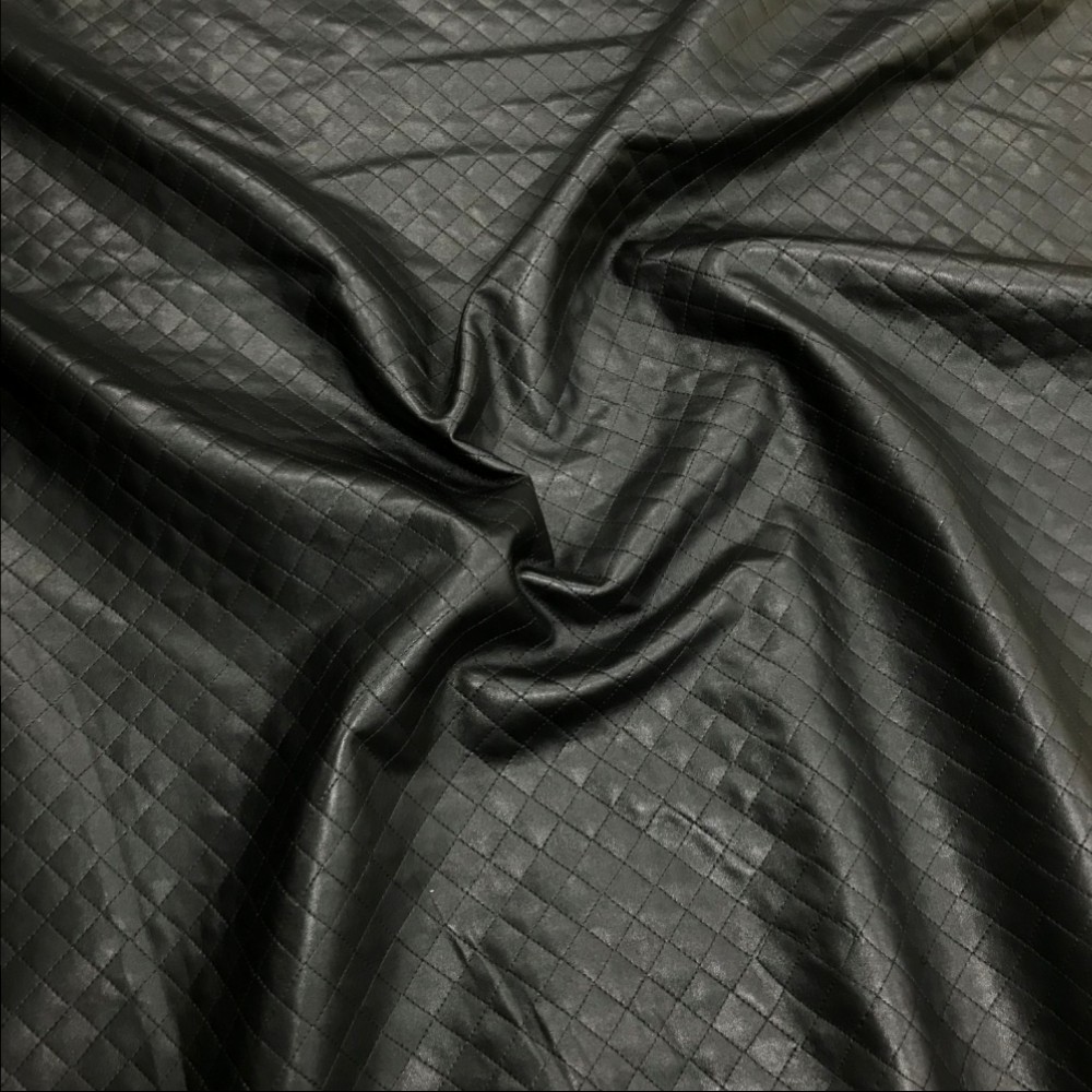 MJTrends: Black Quilted Faux Leather Fabric