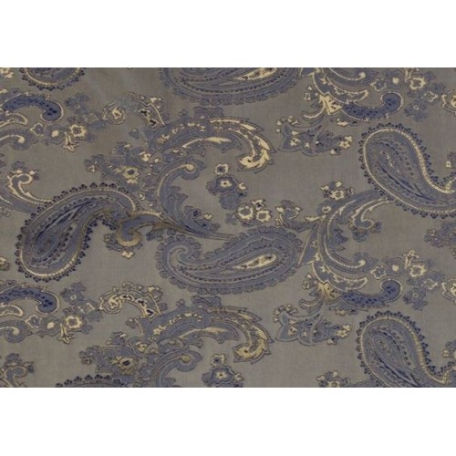 Paisley Jacquard Lining Fabric Blue Gold 6