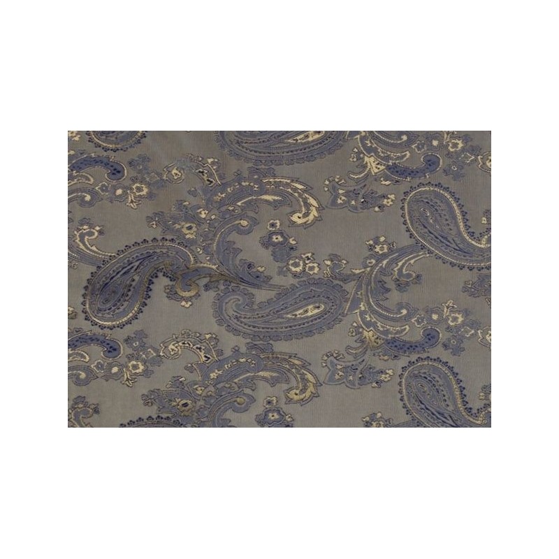 Paisley Jacquard Lining Fabric Blue Gold 6