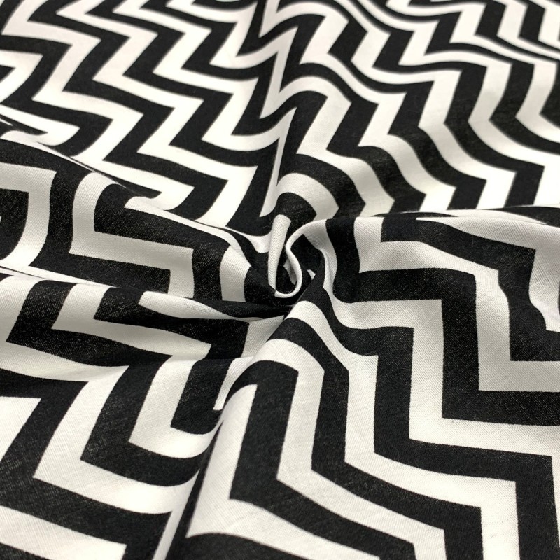 Polycotton print Chevrons Black