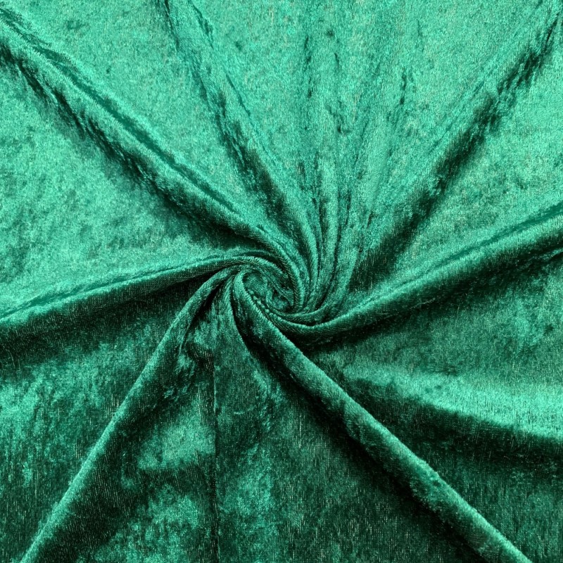 Crushed Velvet Fabric Bottle Green