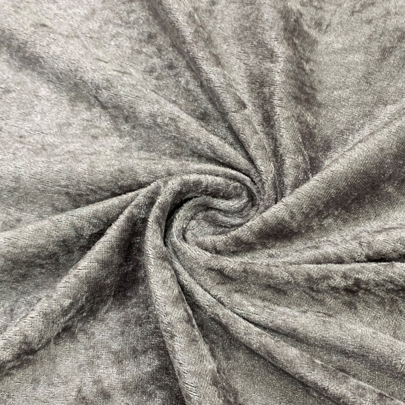 Crushed Velvet Fabric Grey