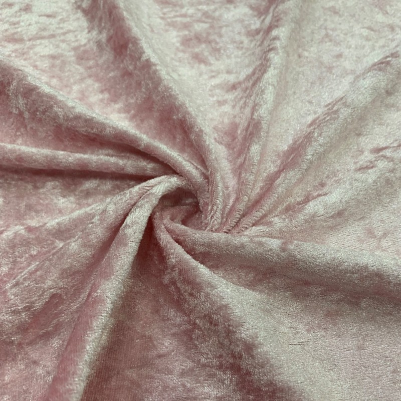 Crushed Velvet Fabric Baby Pink