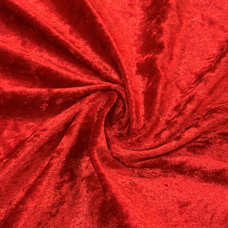 Crushed Velvet Fabric Red