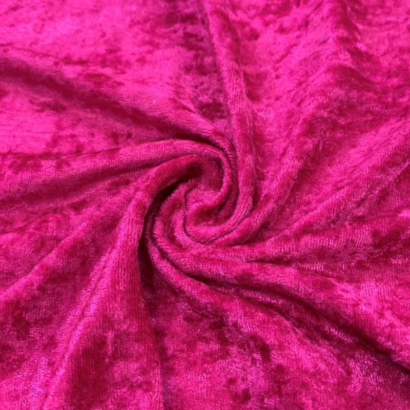 Crushed Velvet Fabric Cerise