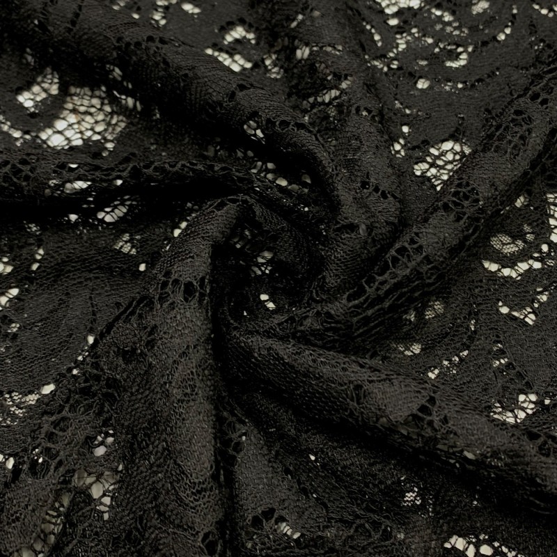 Corded Lace Fabric Black