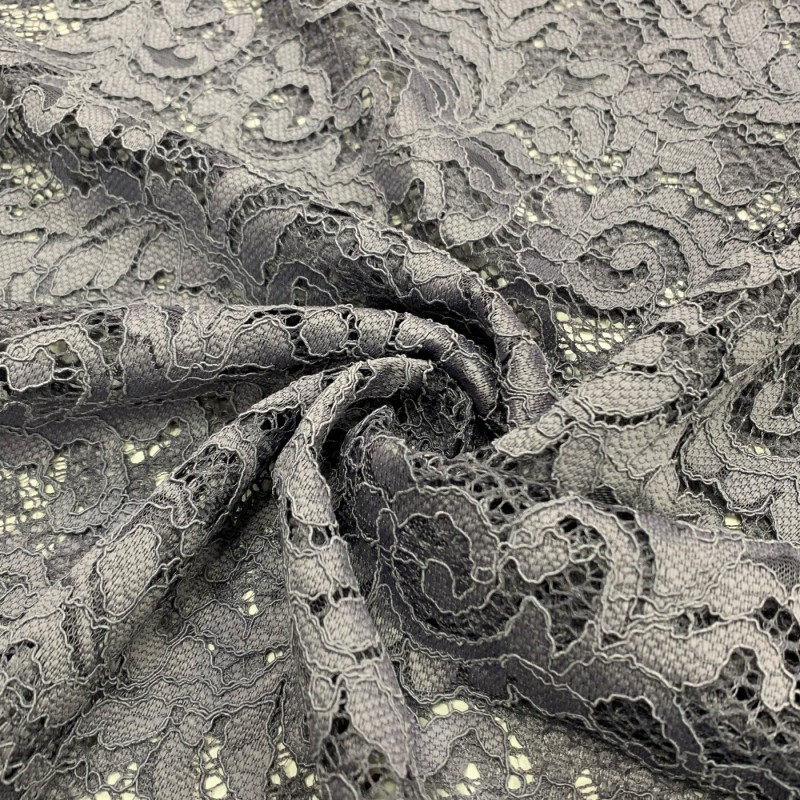 Corded Lace Fabric Grey