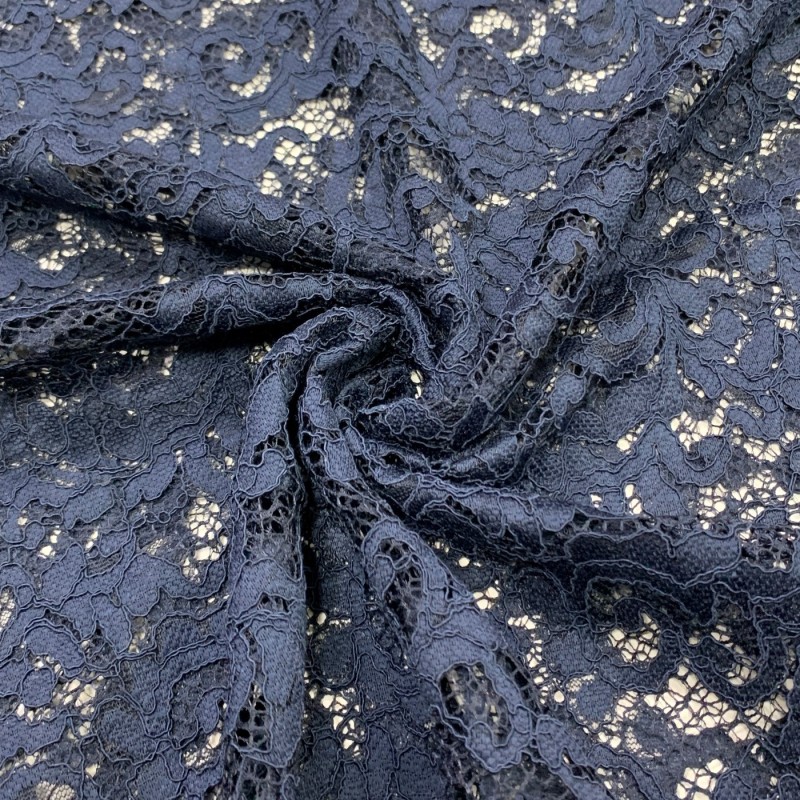 Corded Lace Fabric Navy