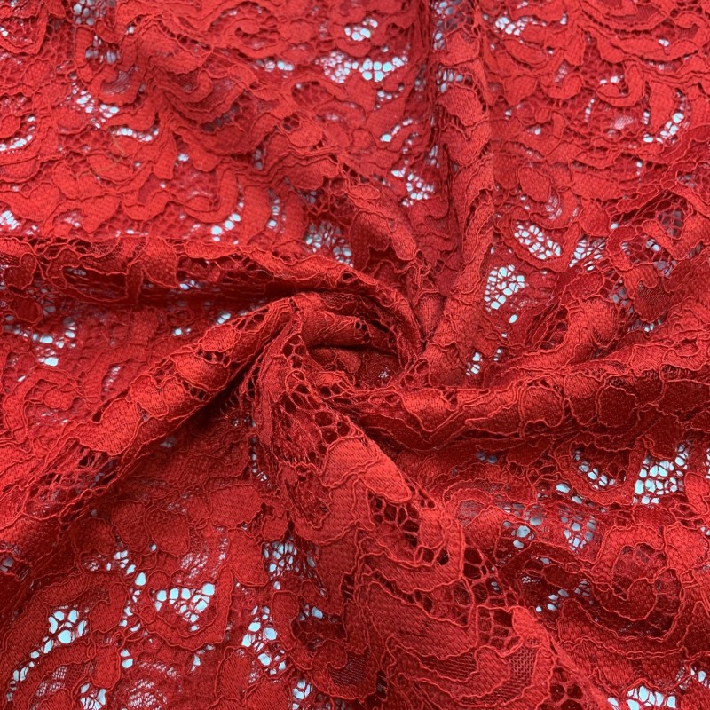 Corded Lace Fabric Red