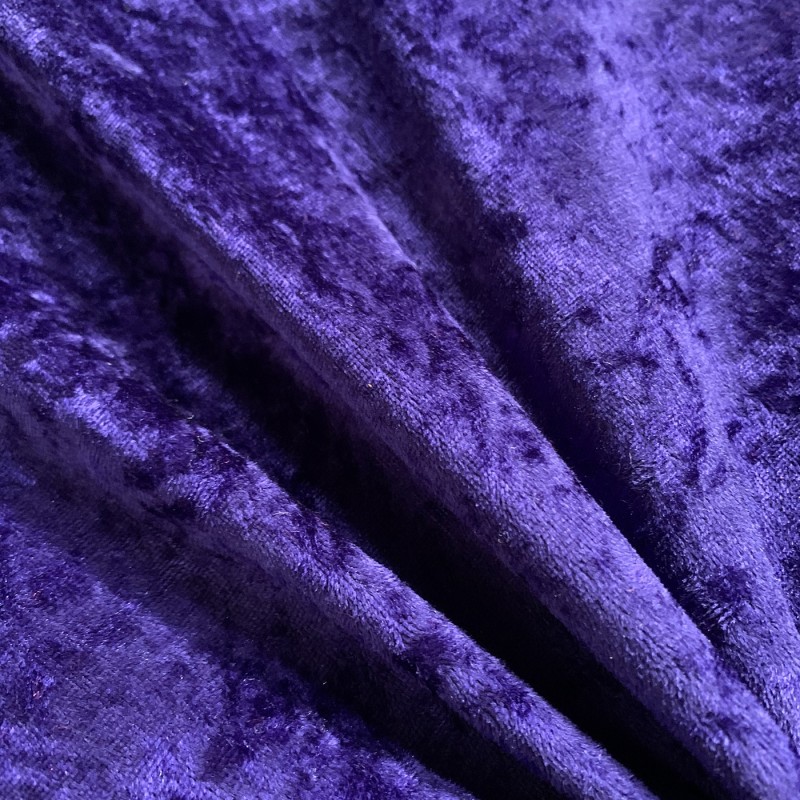 FIRE RETARDANT CRUSHED VELVET FABRIC Premium Soft Curtains Material Dress 150CM Purple