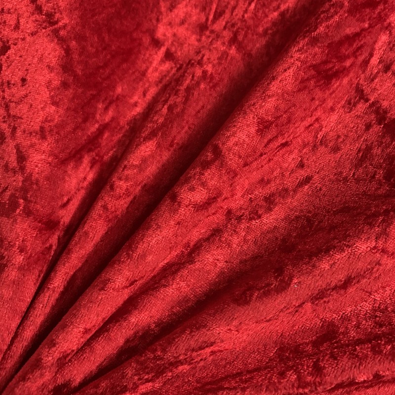 FIRE RETARDANT CRUSHED VELVET FABRIC Premium Soft Curtains Material Dress 150CM Red