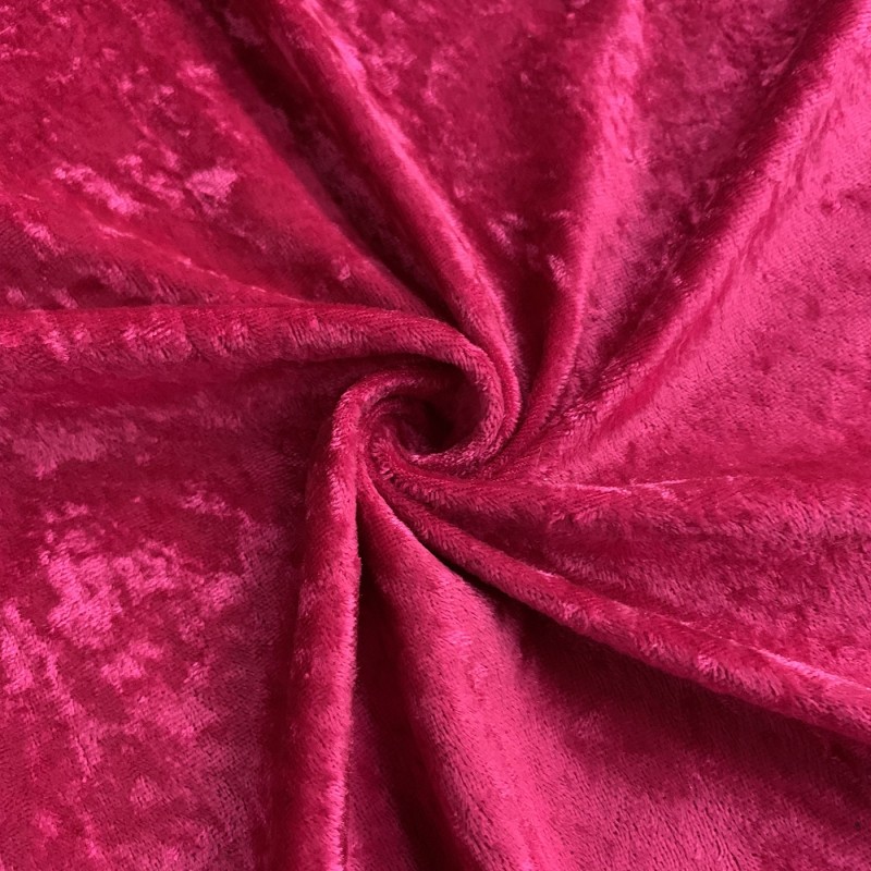 FIRE RETARDANT CRUSHED VELVET FABRIC Premium Soft Curtains Material Dress 150CM Cerise