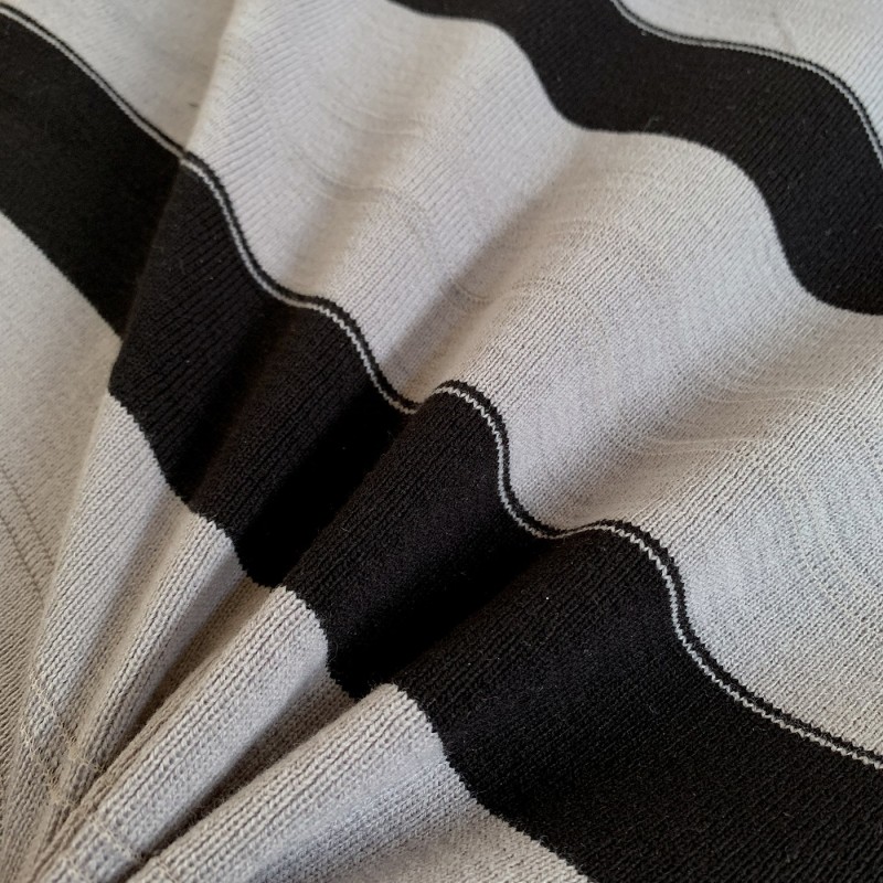 RIBBING FABRIC 55CM Tubular Stretch Knit Trimming Cuffs Garments Chunky Thick Black Grey Stripes